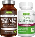 Ultra Pure EPA + Pure Folate 400mcg Bundle, 500 mg Omega-3 EPA Wild Fish Oil + optimeret L- methylfolat, af Igennus