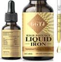 Jerndråber til kvinder, Jerntilskud til kvinder & mænd, Iron Vitamin til anæmi & immunforsvar, Vegan, 2 Fl Oz