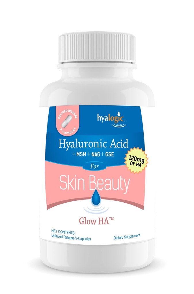 Hyalogisk 120 Mg Hyaluronsyre Delayed- Release Kapsler - Hud Supplement w / Glucosamin MSM - Kropssund Food Supplement w / Grape Seed Extract - Vegan & Non- GMO Kosttilskud (30 Tæl)