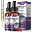 (2 Pack) Magnesium Glycinate Liquid Drops 500mg, with Vitamin B6, Ashwagandha, L - Theanin, Kamille, Magnesium Glycinate Supplement High Absorption for Sleep, Stress, Energy Mood - Cherry Flavor
