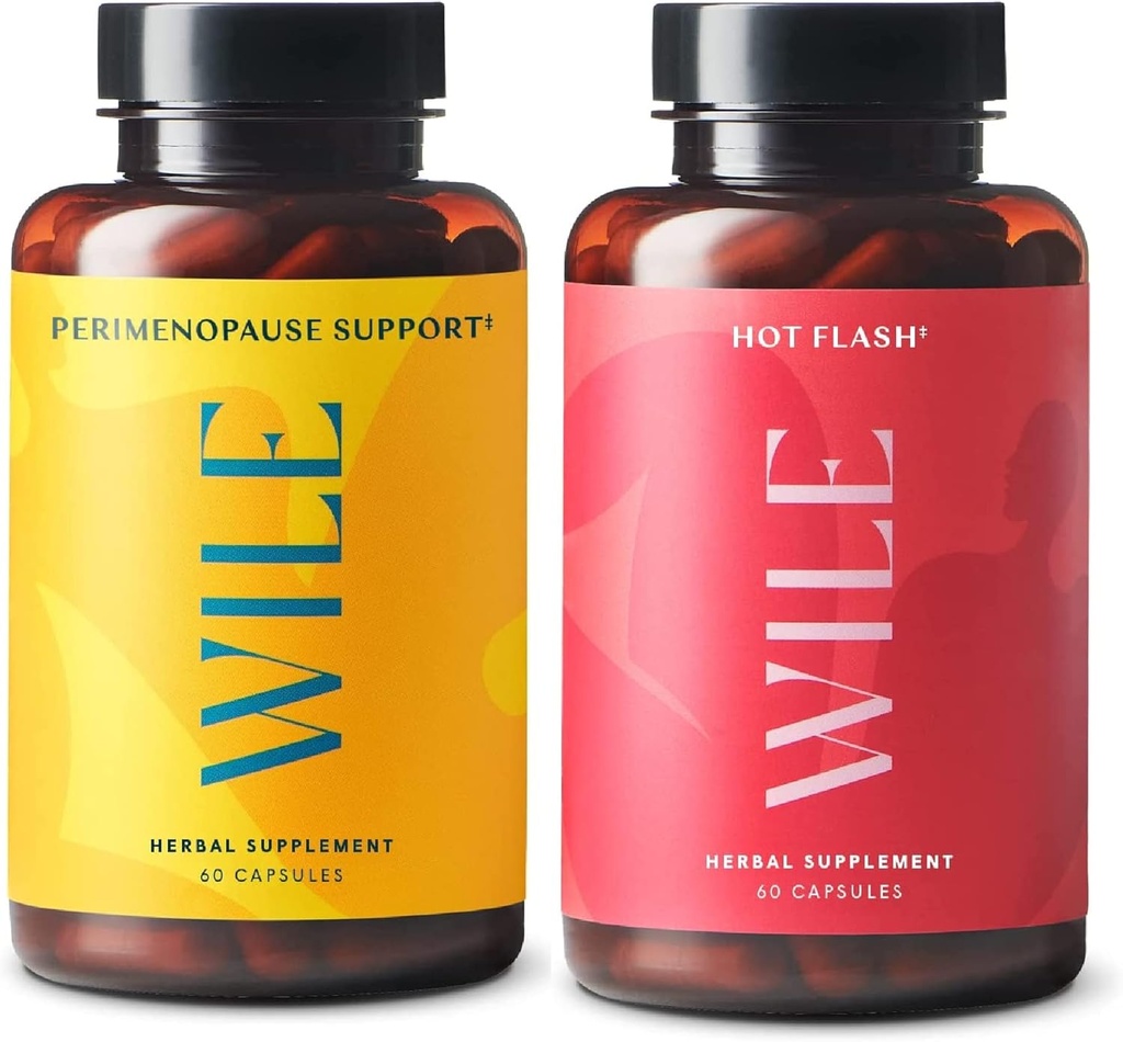 Wile Perimenopause Support + Hot Flash Kosttilskud, 2 - Pack Menopause Support til kvinder, (2) Flasker med 60 kapsler Hver, 120 i alt