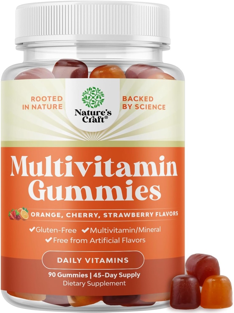 Multivitamin Gummy til voksne - Halal Multivitamin Gummy med B12 Biotin - Gelatin- Free Gummy Multivitaminer til mænd og kvinder - Vitamin Gummies med zink & D-vitamin - Non-GMO Gluten- Free - 90 Greve