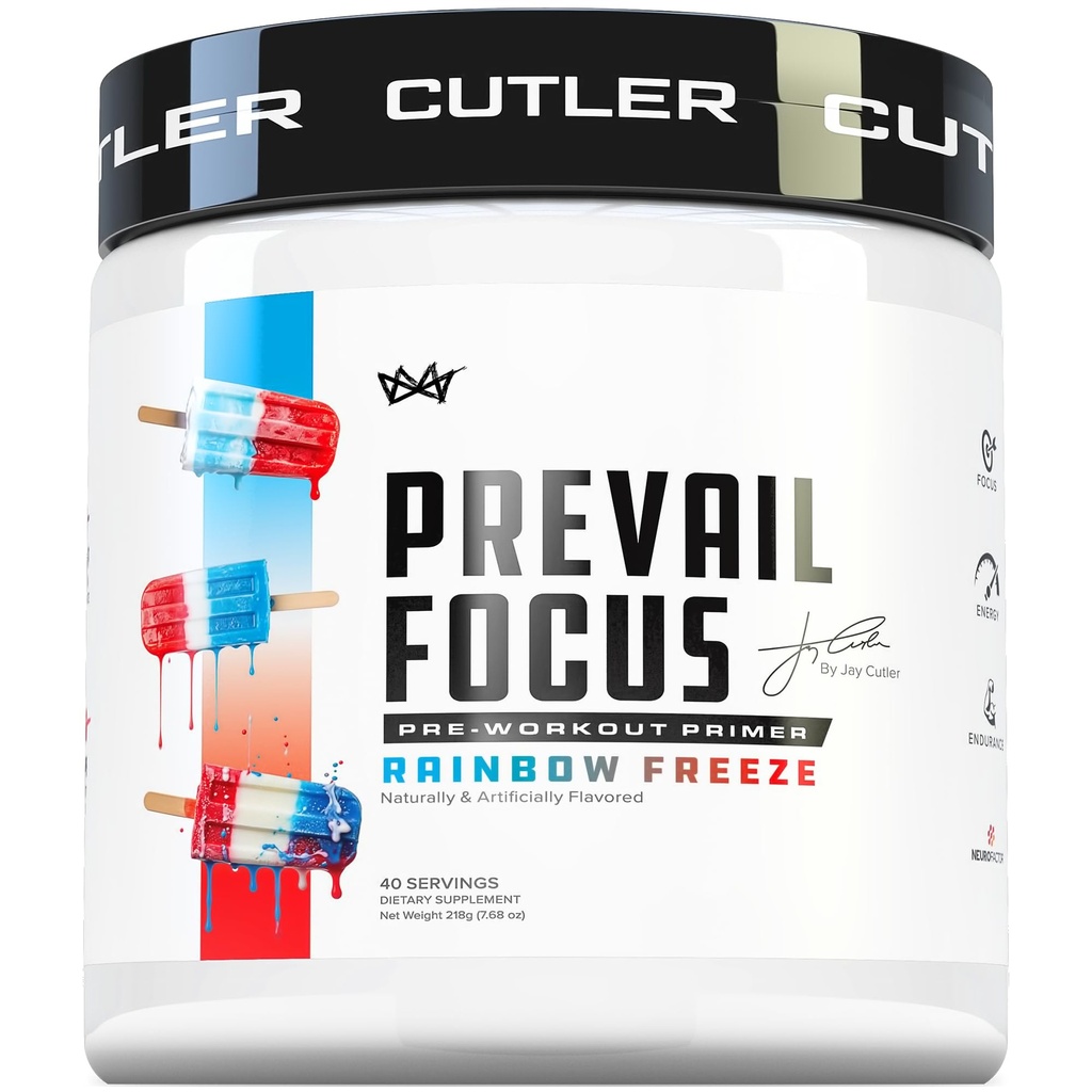 Prevail Pre Workout Powder med Nootropics: Pre Workout for mænd og kvinder, skæring Edge energi og fokus supplement med L Citrullin, Alpha GPC, L Tyrosine, Neurofactor Yax124; Rainbow Freeze, 40 SRV
