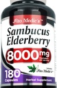 Lab - Elderberry - Sambucus Elderberry 8000 mg, 180 Kapsler - Elderberry Kapsler - Black Elderberry - immunsupport- Vitaminer for kvinder og mænd, Ultra høj Absorption