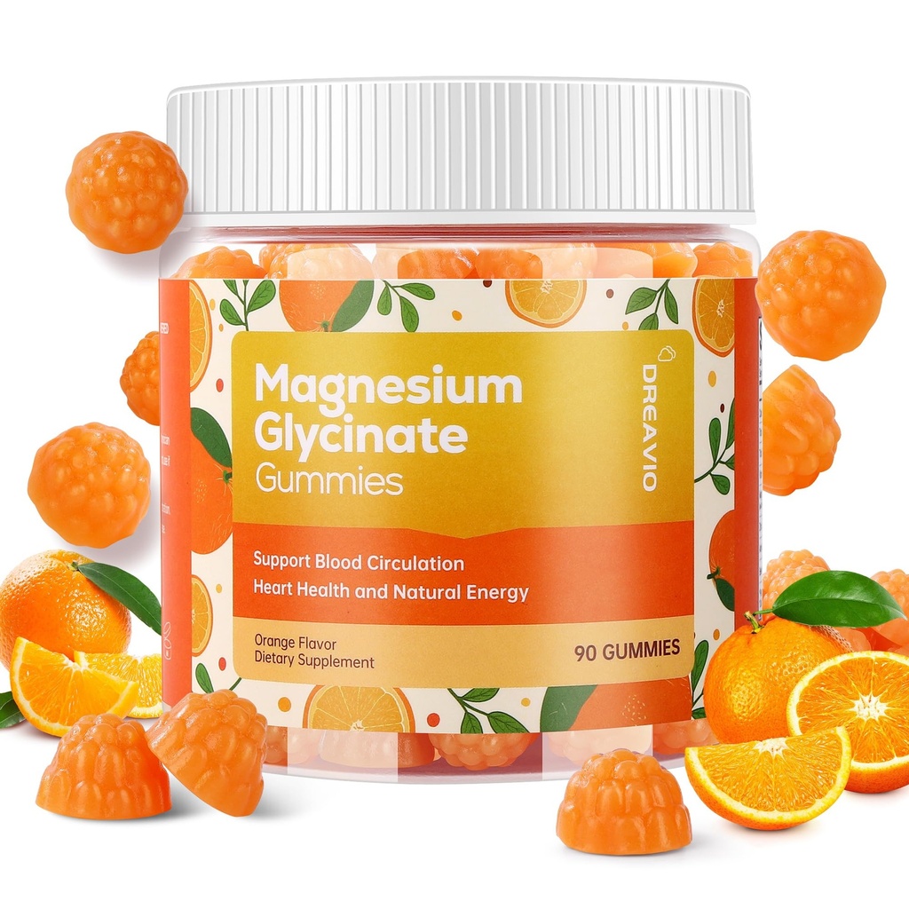 90 Greve Magnesium Glycinate Gummies 400mg w / Ashwagandha Supplement - Sukker fri Zink Magnesium Glycinate Supplement Ashwagandha Gummies for voksne Orange Flavor