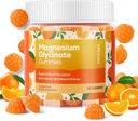 90 Greve Magnesium Glycinate Gummies 400mg w / Ashwagandha Supplement - Sukker fri Zink Magnesium Glycinate Supplement Ashwagandha Gummies for voksne Orange Flavor