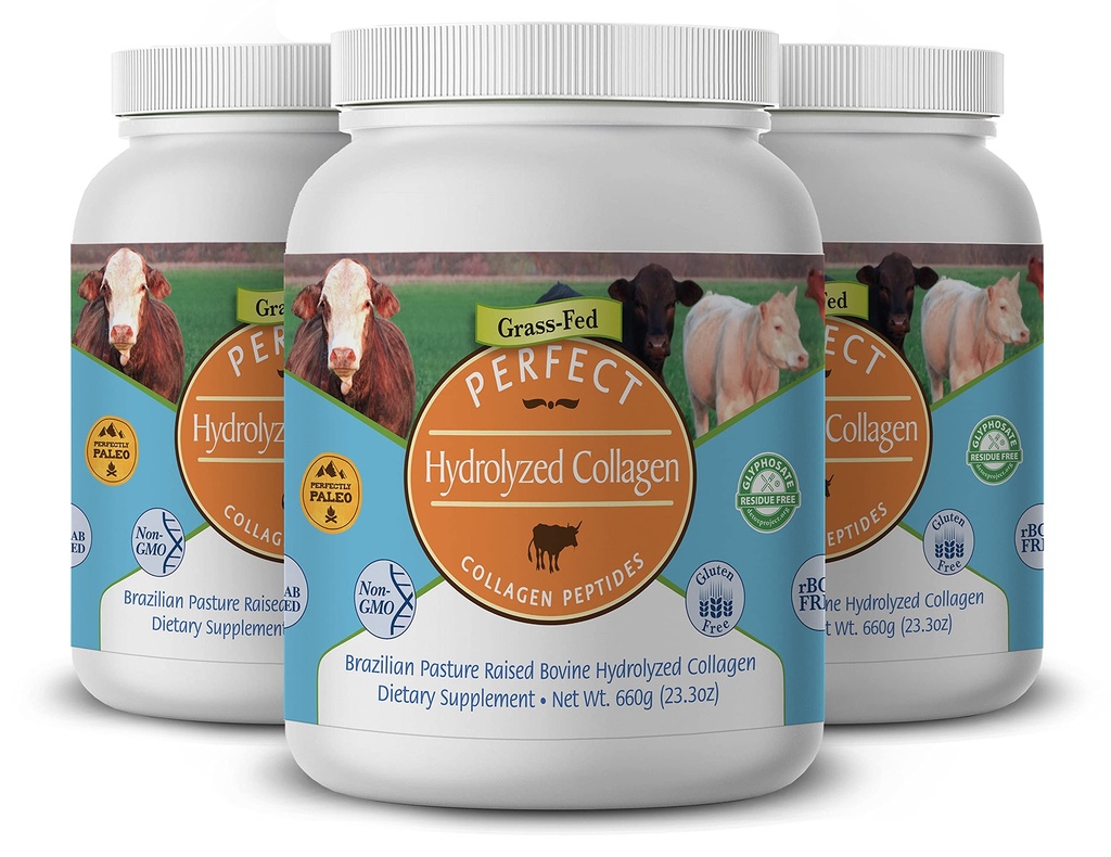 Perfect Supplements - Perfect Hydrolyzed Collagen Powder - 660g - Alle naturlige collagen - fremmer sund hud - 3 Pack