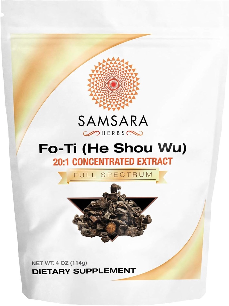 Samsara Herbs Fo- Ti Extract Powder (4oz / 114g) (He Shou Wu) - 20: 1 Koncentreret ekstrakt, tilberedt