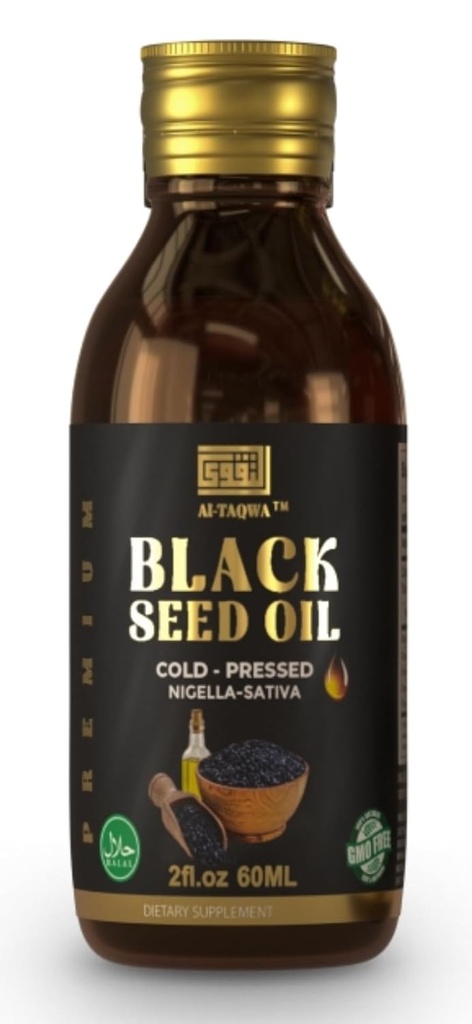 Black Seed Oil, Pure Virgin Black Cumin Seed Oil (Nigella Sativa) Kalonji, Cold Pressed, Unrefined, Thymoquinone, Vegan Friendly, Non GMO, Liquid 60ml