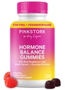 Pink Stork Hormone Balance Gummier for Kvinder - PMS, Menopause & Østrogen Support - Mood, Bloating, Hot Flashs & Energy - Rød Hindbær Leaf, Black Cohosh, Primrose - 60 Vegan Gummies