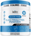 Keto Vitals Unflavored Electrolyte Powder Dex124; Keto- venlige Elektrolyter med Kalium, Magnesium, Natrium, Calcium Dex124; Keto Electrolytes Supplement Drink Mix 124; Sukkerfri, Zero Calories, Zero Carbs