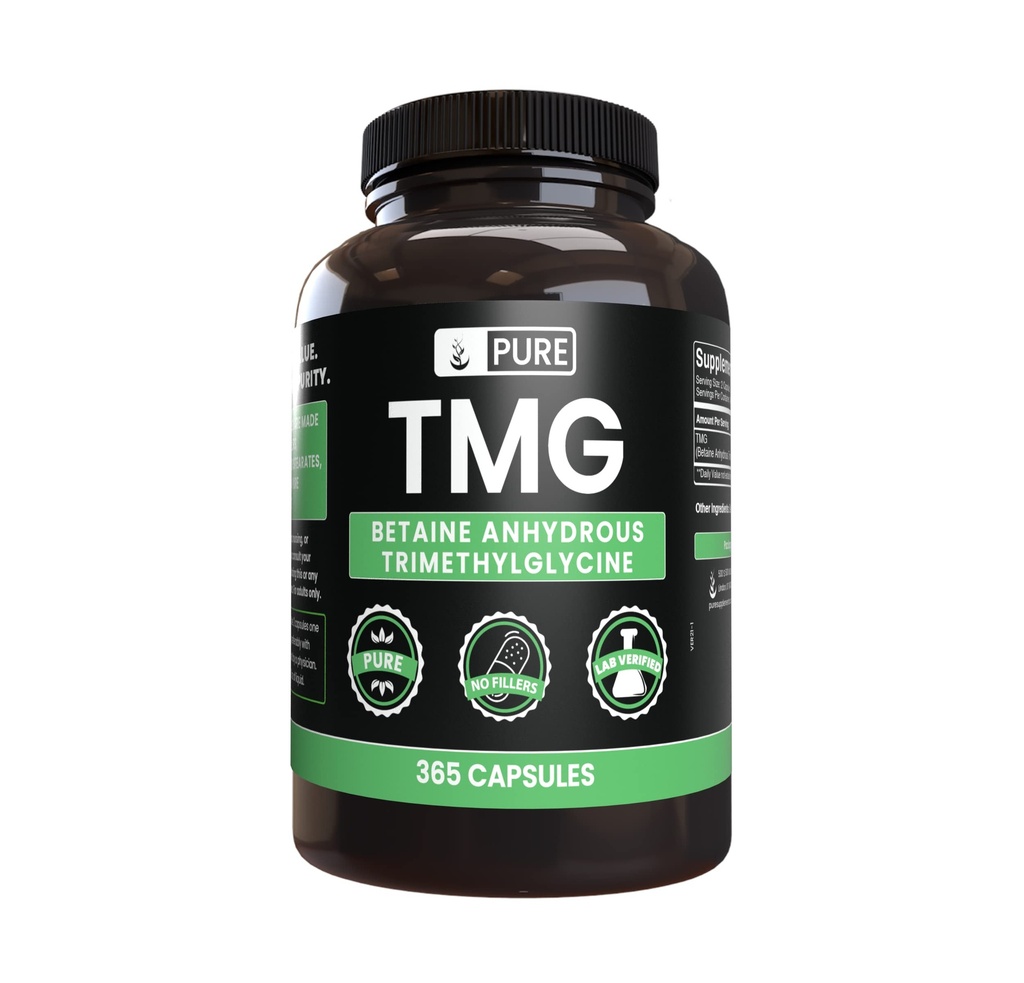 Pure Original Ingredienser TMG (365 kapsler) Ingen Magnesium eller Rice Fillers, Altid Pure, Lab Verified