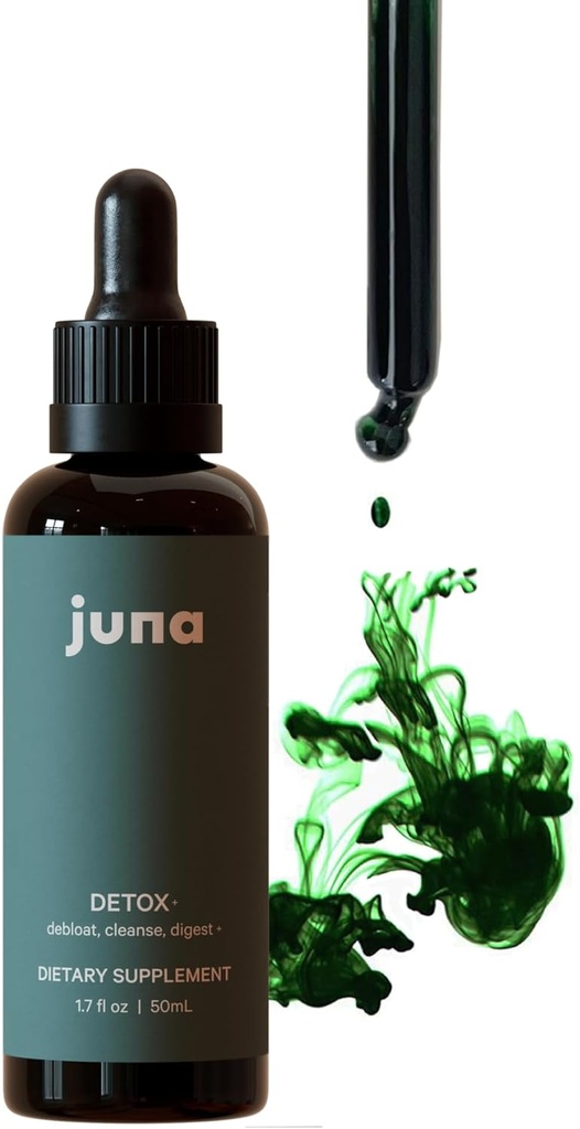 Juna Chlorophyll Liquid Drops, 3X Potency Concentration - Detox, Debloat, Cleanse, Intern Deodorant, Energi & Cellular Support Supplement - Friske Minty Lemon Taste