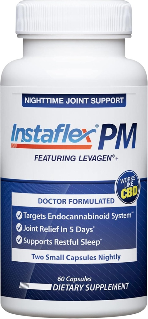 Instaflex PM Nighttime Joint Support med Levagen, Tamaflex, GABA, Ashwagandha, Passionflower Extract, Mobility, Sleep Support - 60 kapsler
