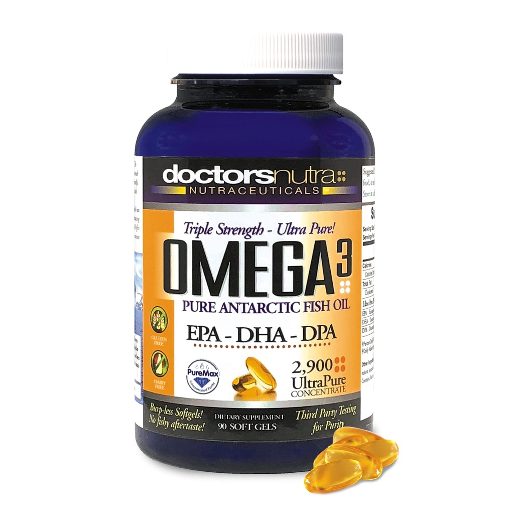 Omega 3 DPA Fish Oil 2.900 Milligram Triple Strength Ultra Pure Koncentreret, EPA-DPA- DHA, SoftGels - 30 Servere