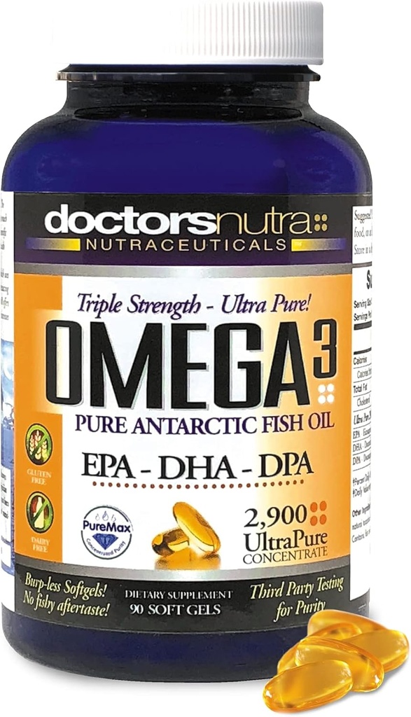 Omega 3 DPA Fish Oil 2.900 Milligram Triple Strength Ultra Pure Koncentreret, EPA-DPA- DHA, SoftGels - 30 Servere