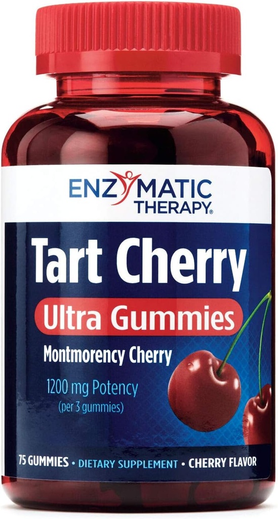 Nature 's Way Tart Cherry Ultra Gummies, Antioxidant Support from Antocyanins *, 1.200 mg per 3-Gummy Serving, Cherry Flavored, Gluten Free, Vegetar, 75 Greve (Packaging May Vary)