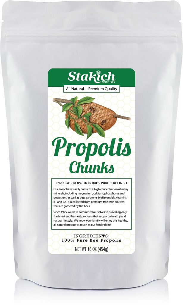 Stakich Bee Propolis Chunks - Pure, Natural - 1 Pund (16 Ounce)