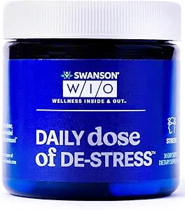 Swanson WIO Daily dose of DE-Stress Stress Support, Relaxation, Feel Calmer, Rest Better, Less Stress, Lactium Milk Protein Peptide, Adaptogen, Wellness, 30 Capsules (30-Day Supply)