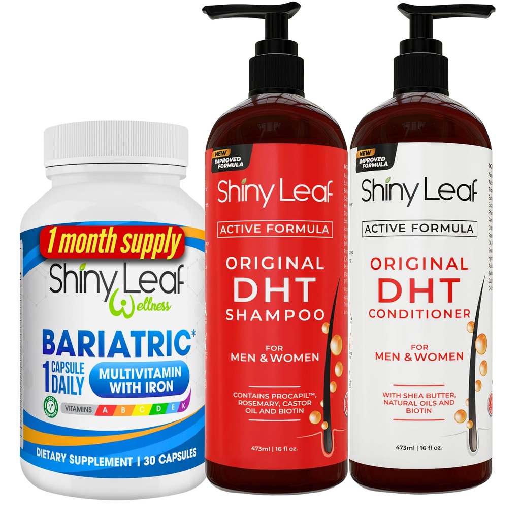 Bariatric Multivitamin med jern og DHT Blocker Shampoo og Conditioner, Hårtab Shampoo og Conditioner til kvinder og mænd