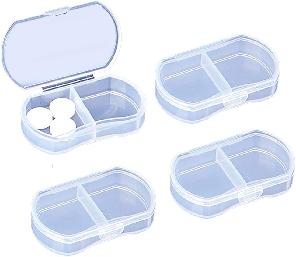 4PCS Pill sag for purse lille pill Organizer Portable Rejser Daily Pill Containers AM & PM Mini Pill Box Vitamin, Fish Oil, Supplement Holder