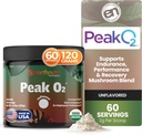 EarthNutri PeakO2 træningstillæg - Mushroom supplement til Pre Workout Endurance & Athletic Performance - Ingen tilsætningsstoffer, Ingen Fillers - Understøtter Stamina, Styrke & Inddrivelse - 60 Serveringer