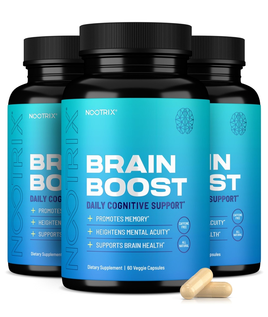 Nootrix Brain Boost Nootrop Supplements 124; Understøtter hukommelse, mental fokus, kognitiv sundhed & energi