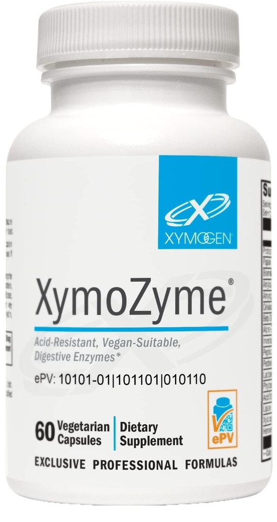 XYMOGEN XymoZyme - fordøjelsesenzymer til kvinder og mænd med protease & bromelain - syre resistent, Vegan fordøjelsesenzymer til Gut Health & Bloating Relief (60 kapsler)