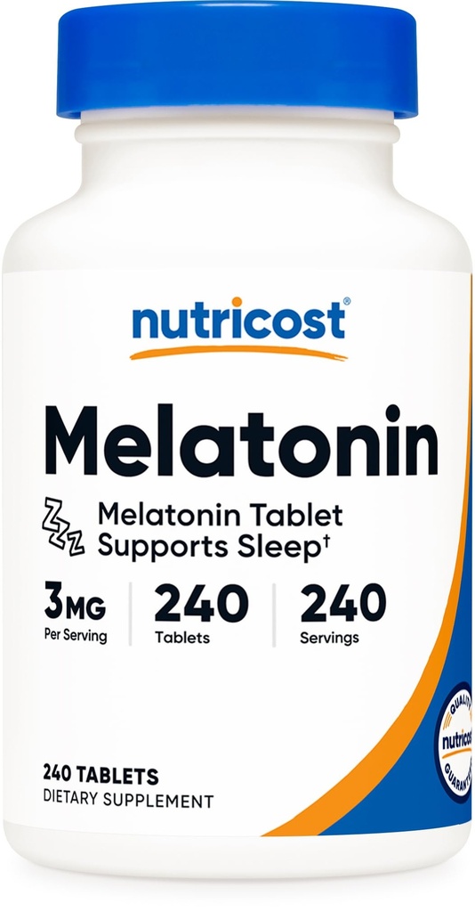 Nutricost Melatonin 3 mg, 240 tabletter - 3 mg per servering, non- GMO, gluten fri