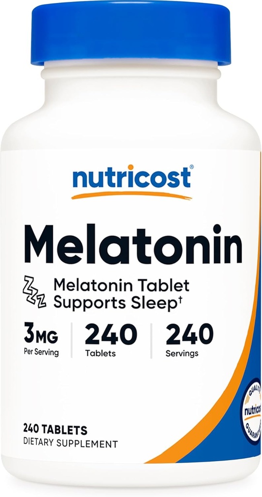 Nutricost Melatonin 3 mg, 240 tabletter - 3 mg per servering, non- GMO, gluten fri