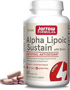 Jarrow Formulas Alpha Lipoic Sustain med Biotin, 300 mg Alpha Lipoic Acid, Universal Antioxidant, Kosttilskud, 60 Veganske tabletter, Op til en 60 dages forsyning