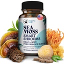 HAPPY FOX Irish Sea Moss Capsules & Mushroom Complex - Organic Seamoss med Adaptogens for Brain Health, 1500mg, 90 Vegan Capsules, Organic Mushroom Supplement