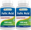 Bedste Naturals Folinsyre 1000 mcg (vitamin B9), 240 tabletter (1000 mcg (pakke med 2))