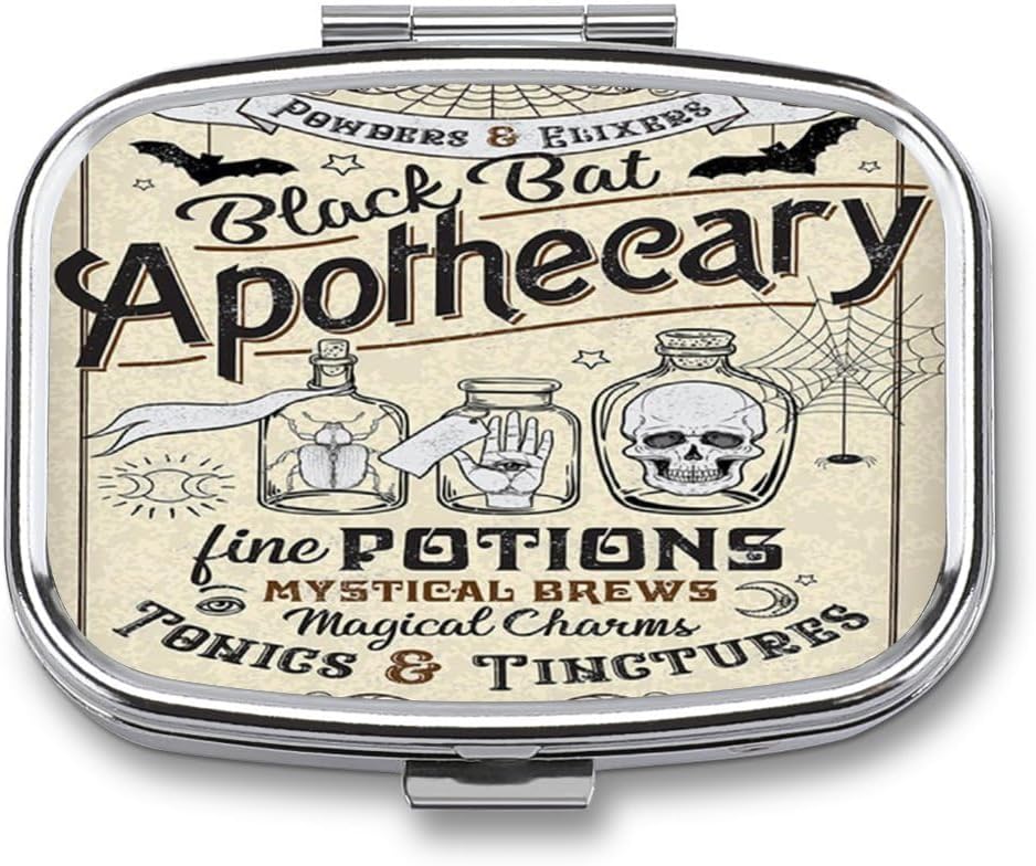 Metal 2 Segment Pill Organizer Travel Friendly Portable Compact Pill Box Cute Pill Case at holde vitaminer, Fish Oil, Kosttilskud, medicin, Tablet til purse, Pocket. (Apothecary)