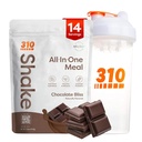 310 Nutrition All- in- One Meal Erstatning Shake Powder w / Shaker Cup Starter Kit - High Protein Fiber Rich Vegan Superfood Blend - Sugar- Free, Keto & Paleo Friendly, Low Carb - Chokolade Bliss 14 srv