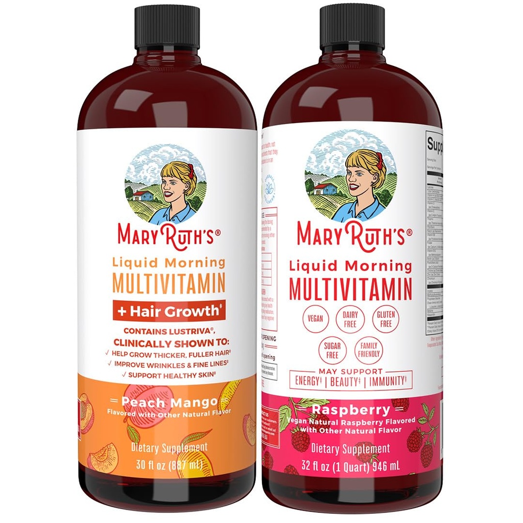 MaryRuth Organics Morgen Multivitamin Hårvækst Bundle