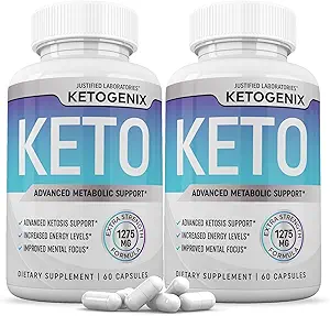 (2 Pack) Ketogenix Keto Pills 1275MG Ny & forbedret formel Indeholder Apple Cider Vineddike Extra Virgin Olivenolie Powder Green Tea Leaf 120 Kapsler