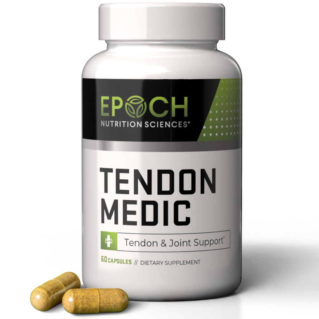Tendon Medic Joint & Tendon Support Supplement - Mobilitet & Fleksibilitet Formel - Naturlige non-GMO kapsler til fælles smertelindring, Tendonitis, Gigt & Muskel Inddrivelse - 60 Caps