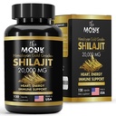 Organic Shilajit med Fulvic Acid, Humanic Acid, 85 + Mineral- Gold Grade Plus - Det samme som Resin - Energi, Stamina, Brain Support - 120 Kapsler - Made in USA