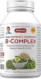 ANDREW LSSMAN High Potency B- Complex 60 kapsler - med høje niveauer af Folate Complex og biotin, fremmer cellulær vækst, energi, immunfunktion, afgiftning, fedt metabolisme og mere