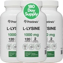 PRISTINE 'S L Lysin 1000mg (3 Pack) Lip & Gum Health Essential Aminosyre Immunity Support Kapsler -180 Day Supply Muscle & Tissue Support - Collagen Production - Vegan Gluten Free Non GMO