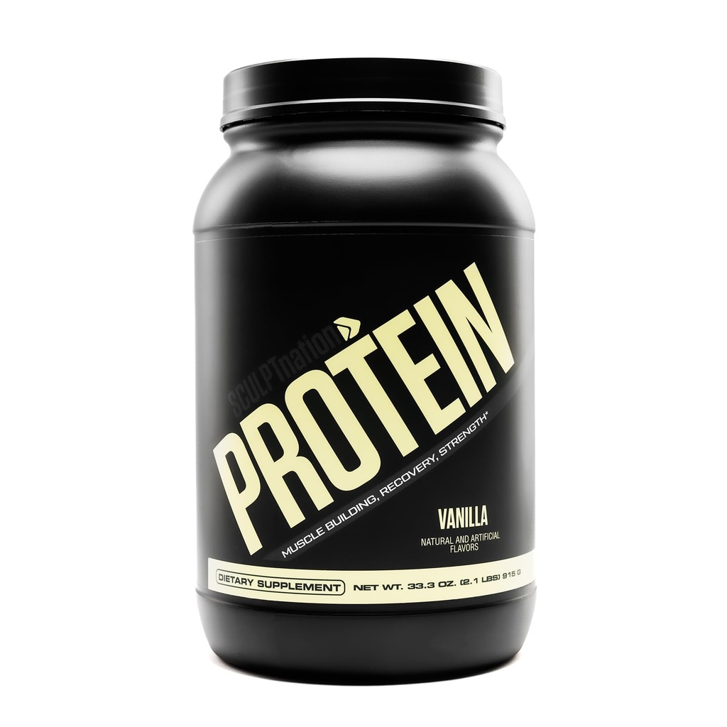 Nation af V Shred Protein Powder (Vanilla) - Premium Whey Protein Powder Vanilla og BCAA til støtte muskeltræning og inddrivelse - 30 Servere