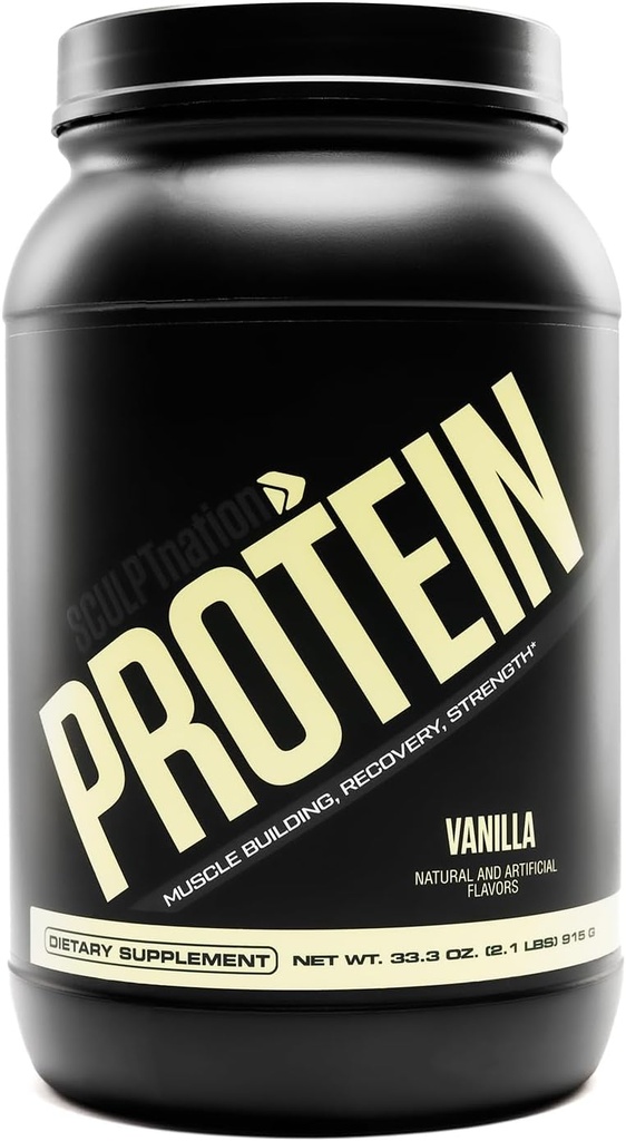 Nation af V Shred Protein Powder (Vanilla) - Premium Whey Protein Powder Vanilla og BCAA til støtte muskeltræning og inddrivelse - 30 Servere