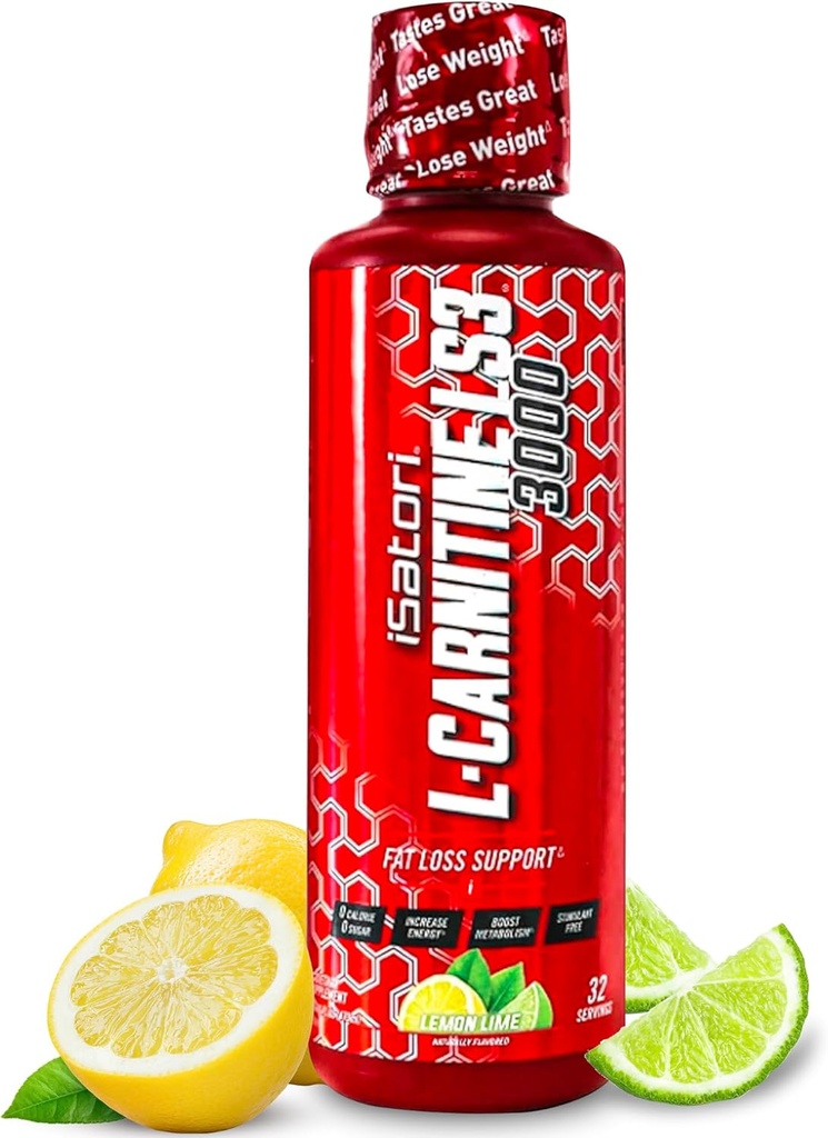 iSatori L- Carnitin LS3 3000, Triple- Blend Liquid L Carnitin Supplement, med Acetyl & Tartrate, Stimulant Free Energy, Lav kalorier, Sukker eller Gluten, Keto- Friendly, Lemon Lime (32 Servere)