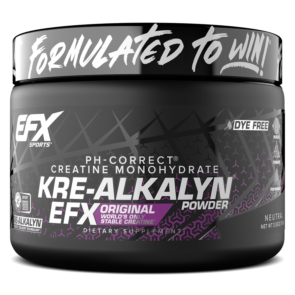 EFX Sports Kre- Alkalyn EFX Powder ttesmå 124; pH Korrekt Creatin Monohydrat Powder Supplement 124; Styrke, Muscle Growth & Performance ttesmå 124; 66 Serveringer (Unflavored)
