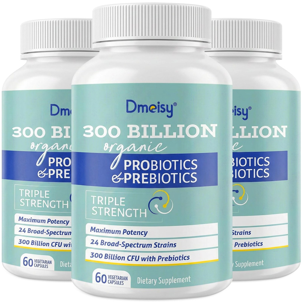 Probiotika til kvinder og mænd, 300 Millioner CFU 24 Strops Probiotika + 15 Økologiske urter Prebiotika Blend, Hylde Stabil Gut Health Supplement til fordøjelsesbesvær Immunsystemet & Whole- Body Health, 6 Måned Supply