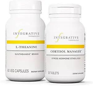 Integrativ Therapeutics Bundle med Cortisol Manager, 30 tabletter & L- Theanine, 60 kapsler - Cortisol Manager for Stress Support med Ashwagandha * - L- Theanine at Support a Relaxed State *