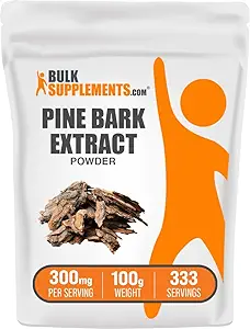 BulkSupplements.com Pine Bark Extract Powder - Herbal Supplement, Pine Bark Powder - Antioxidants Support, Gluten Free - 300mg per Serving, 100g (3,5 oz) (Pack of 1)