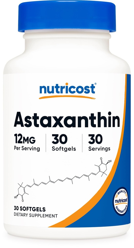 Nutricost Astaxanthin 12mg, 30 Softgels - Non-GMO og Gluten Free