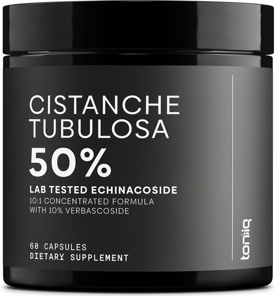 Cistanche Tubulosa Extract - Ultra High Potency 10:1 Extract with 50% Echinacoside & 10% Verbascoside - Highly Concentrated - Third-Party Lab Tested - 60 Capsules